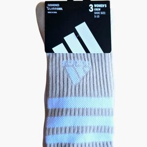 Adidas Cushioned 3 Stripes Crew Socks 3 Pack Women's Climacool Moisture-Wicking